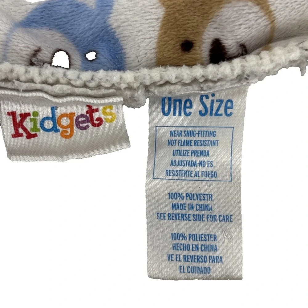 Kidgets Teddy Bear Face & Star Print Baby Blanket Sherpa Lovey White Blue Yellow